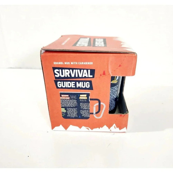 Survival Guide Enamel Mug Cup with Carabiner Dark Blue by Gift Republic - Picture 3 of 9